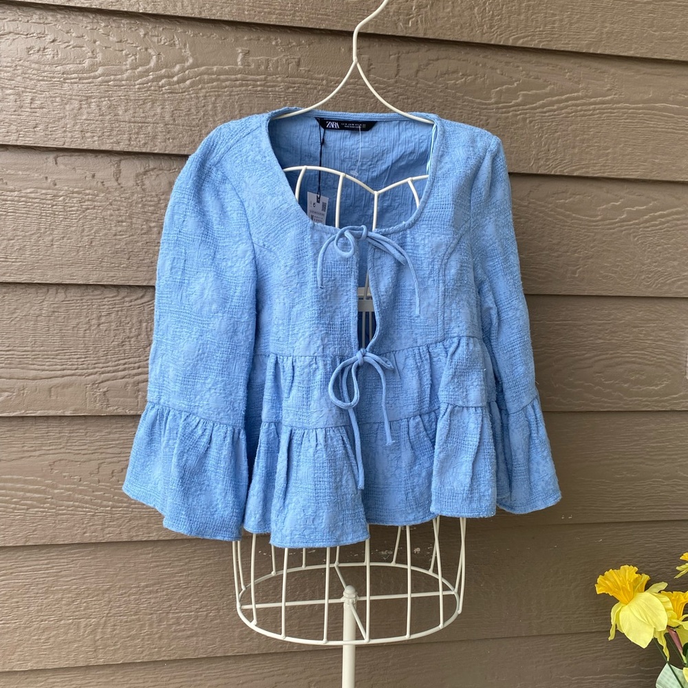 Zara top jacket/ blazer light blue